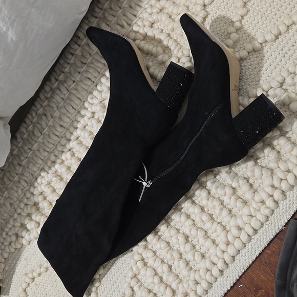 NWT Jewel Badley Mischka Womens Black Evalina Block Heel Boots 7 - Picture 3 of 6